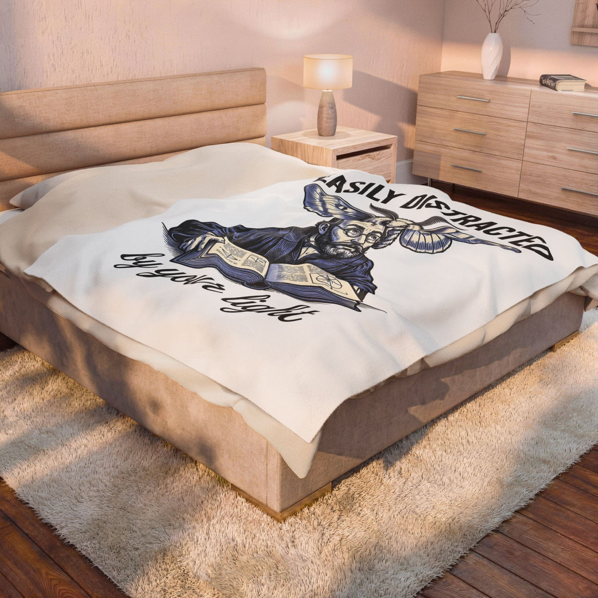Winged Cryptid Blanket Funny Life Science Gift Women Retro Blanket Mothman Blanket Humor Fan Vintage Blanket Biology Graphic Line Art Open Novel