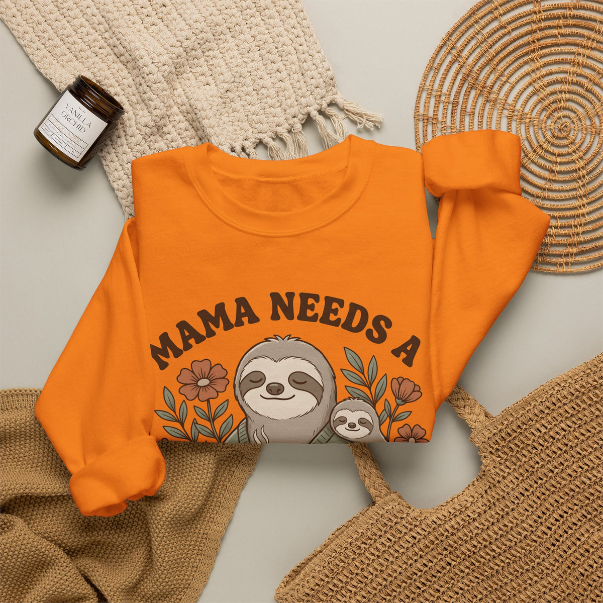 Sloth Mother Moms Espresso Gift Kawaii Sloth Mom Enthusiast Cute Coffee Sketch Blossoms Sweatshirt