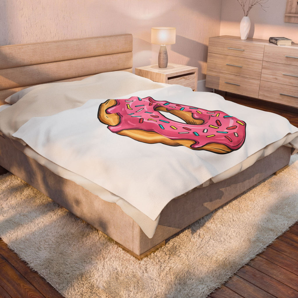 Donut Image Blanket Desserts Cuisine Gift Women Comic Blanket Doughnut Blanket Pastry Fan Cartoon Blanket Food Graphic Modern Nonpareils Blanket