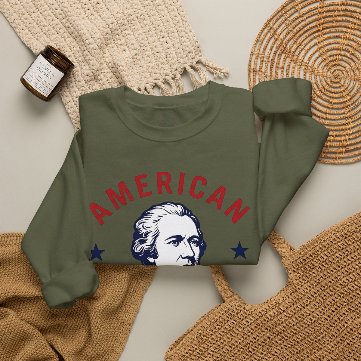 Founding Father Illustration Sweatshirt America Heritage Gift Women Traditional Sweatshirt Patriot Sweatshirt American Fan Historical Sweatshirt Heritage
