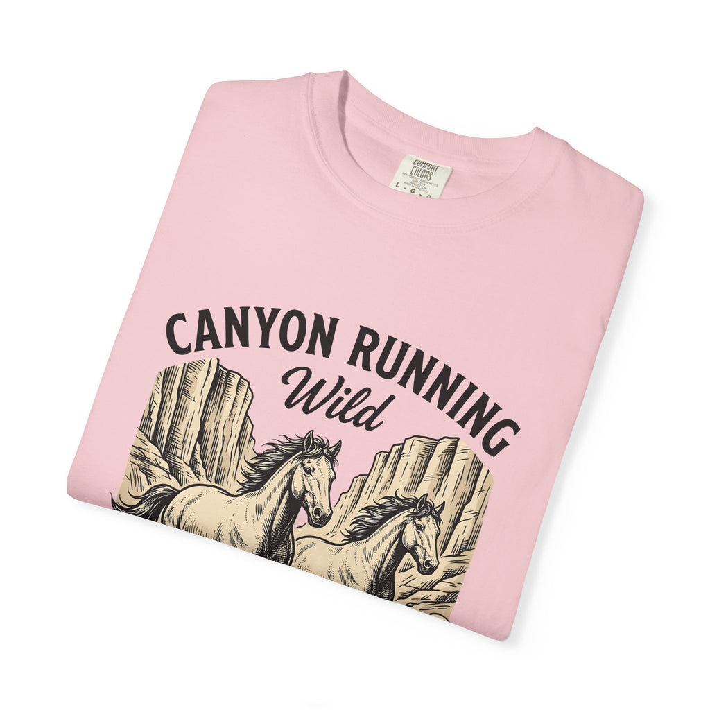 Wild Mustang T-Shirt Cowgirl Rodeo Gift Women Distressed T-Shirt Mustang T-Shirt Cowgirl Fan Vintage T-Shirt Rodeo Graphic Line Art Rock Formation