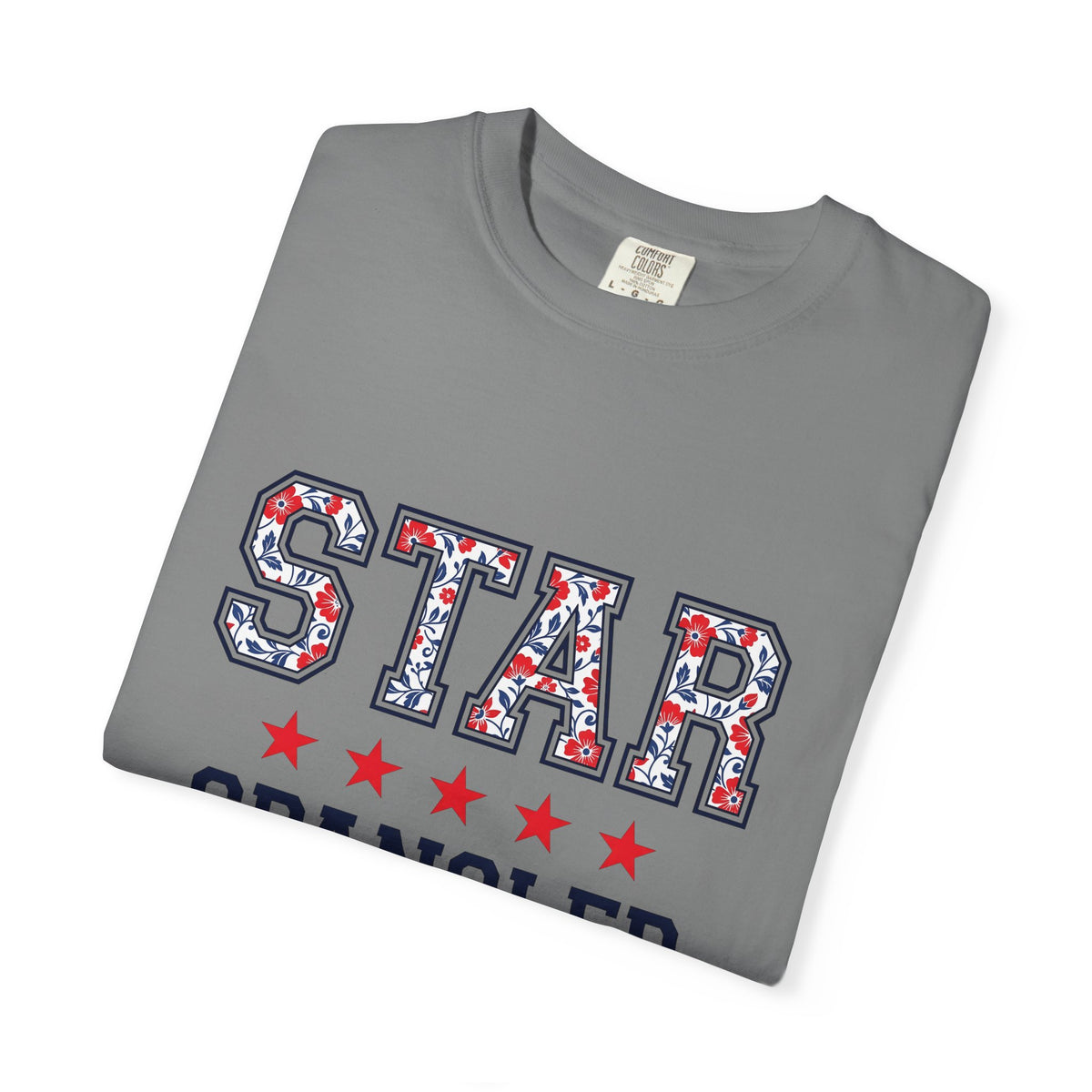 Floral Varsity Letters T-Shirt 4th Of July Summer Gift Women Patriotic T-Shirt Letterman T-Shirt Independence Fan American T-Shirt Seasonal Graphic