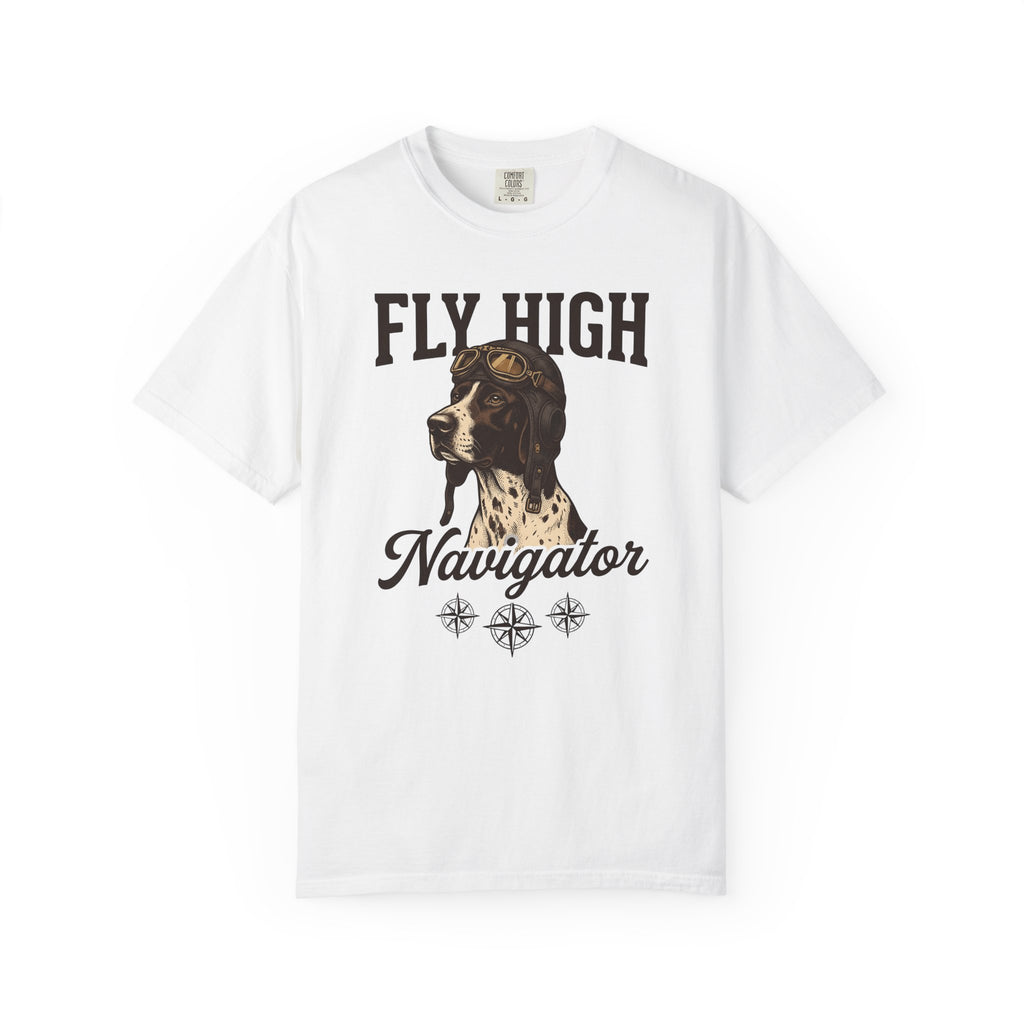 Flying Dog T-Shirt Dog Travel Gift Women Retro T-Shirt Canine T-Shirt Dog Fan Vintage T-Shirt Adventure Graphic Heritage Navigation T-Shirt