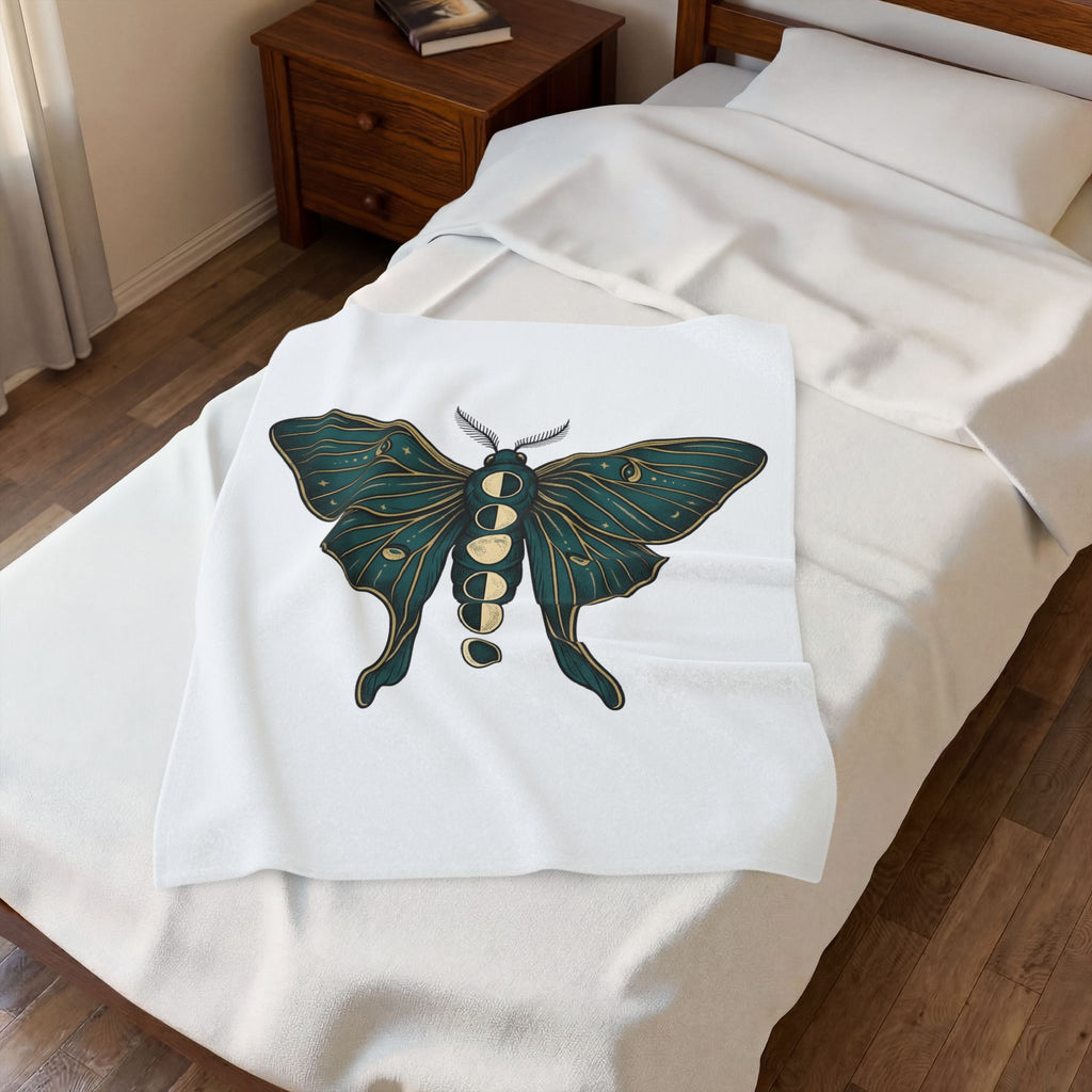 Luna Butterfly Blanket Boho Chic Astrology Gift Women Mystical Blanket Butterfly Blanket Bohemian Enthusiast Magical Blanket Zodiac Graphic Retro