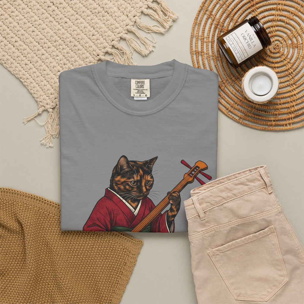 Yukata Cat T-Shirt Cat Sound Gift Women Asian Art T-Shirt Cat T-Shirt Feline Fan Japanese Art T-Shirt Music Graphic Hand Drawn Piano T-Shirt