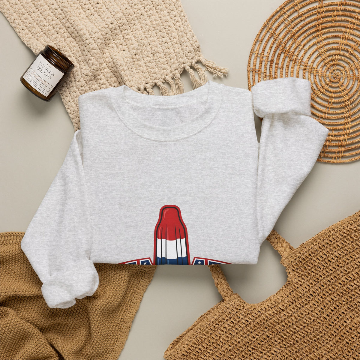 Rocket Popsicle Sweatshirt America 4Th Of July Summer Gift Women Bold Graphic Sweatshirt Ice Pop Sweatshirt Patriotic Fan Graphic Design Illustration Retro