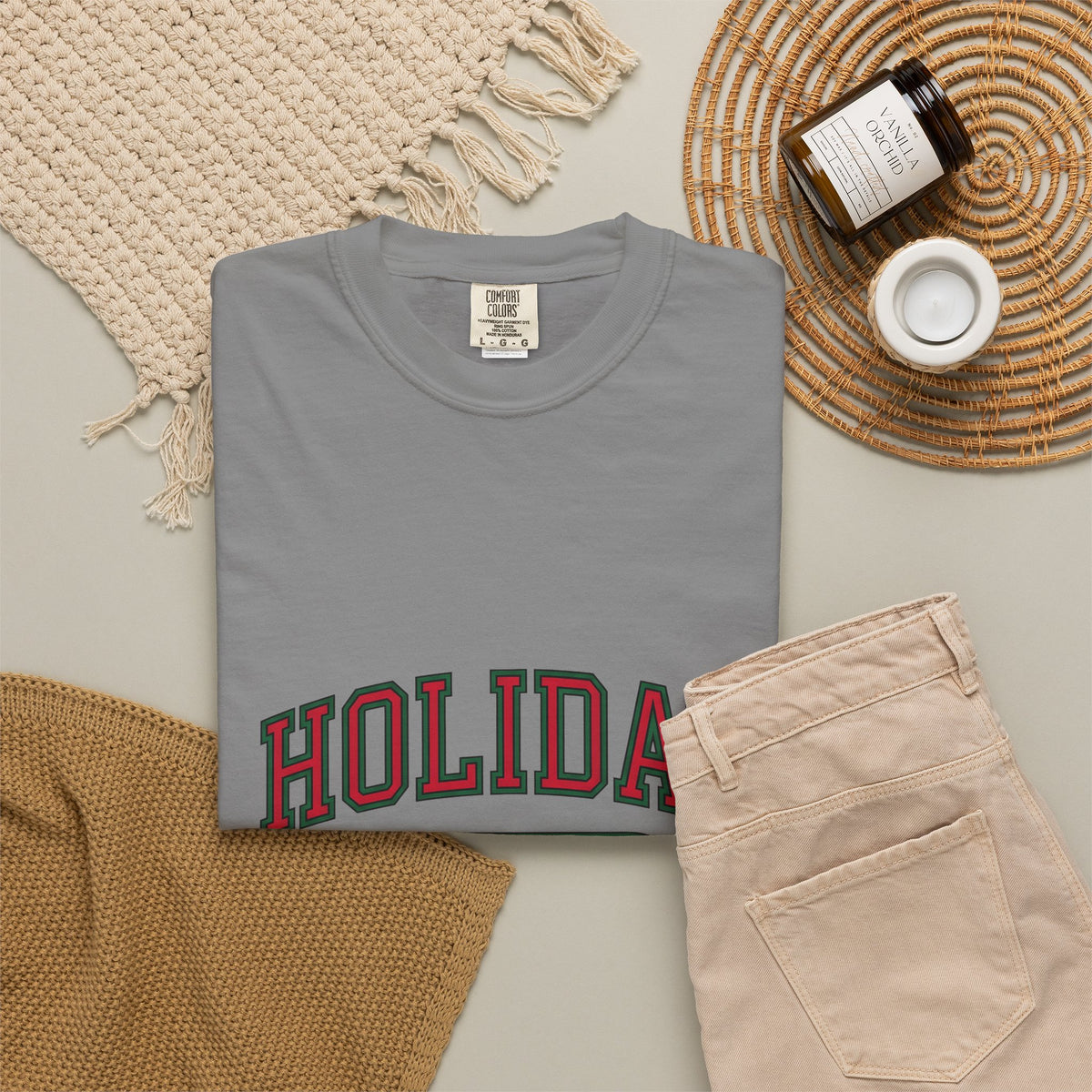 Bold College Font Holiday Christmas Decor Gift Merry Typography Christmas Fan Festive Christmas T-Shirt