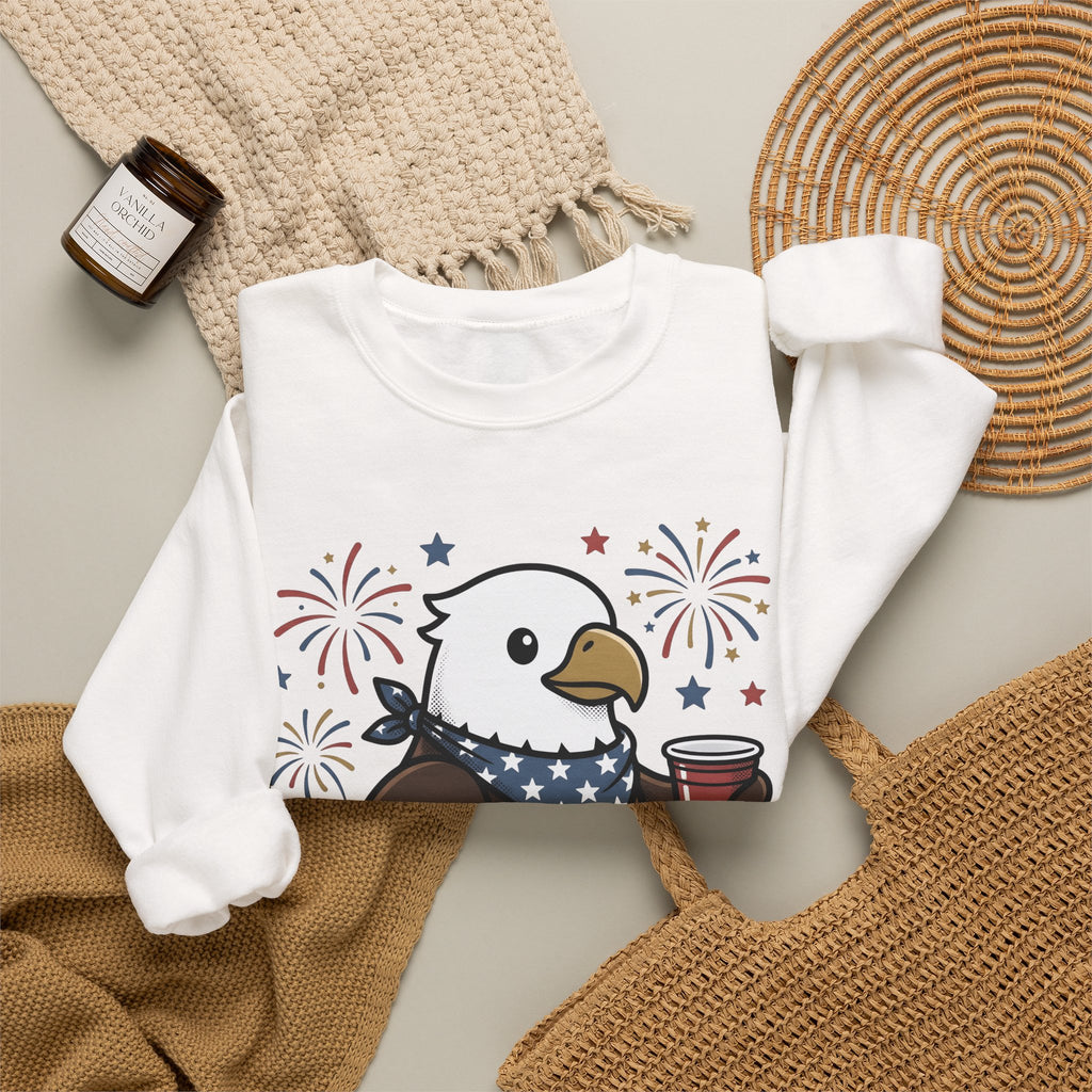Bald Eagle Sweatshirt 4th Of July Usa Gift Women Comic Sweatshirt Eagle Sweatshirt Independence Day Fan Cartoon Sweatshirt American Graphic Vintage Fireworks