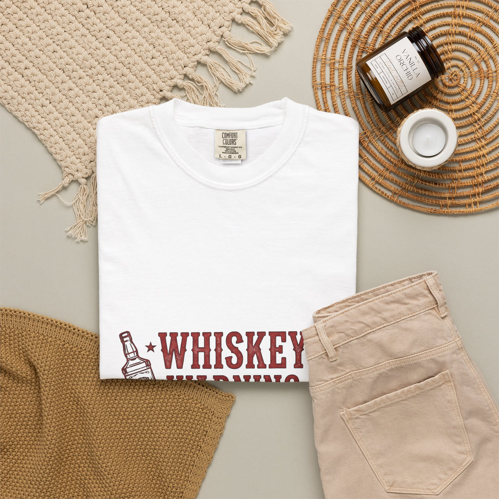 Bourbon Bottle Cowgirl Alcohol Gift Weathered Whiskey Bottle Rodeo Fan Distressed Liquor Old T-Shirt