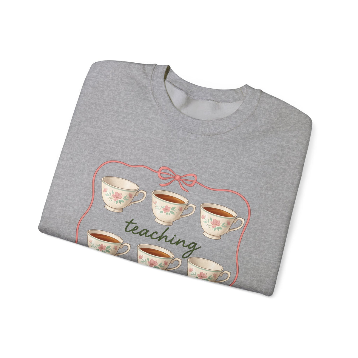 Floral Teacup Sweatshirt Teachers Coffee Gift Women Vintage Sweatshirt Teacup Sweatshirt Educator Enthusiast Retro Sweatshirt Caffeine Graphic Hand Drawn Bow