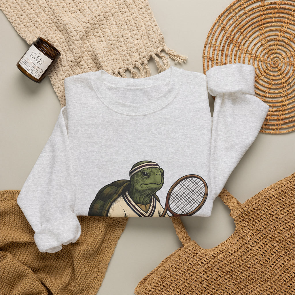Turtle Tennis Sweatshirt Sports Animal Gift Women Vintage Sweatshirt Tennis Sweatshirt Athlete Fan Retro Sweatshirt Wildlife Graphic Hand Drawn Tennis Ball