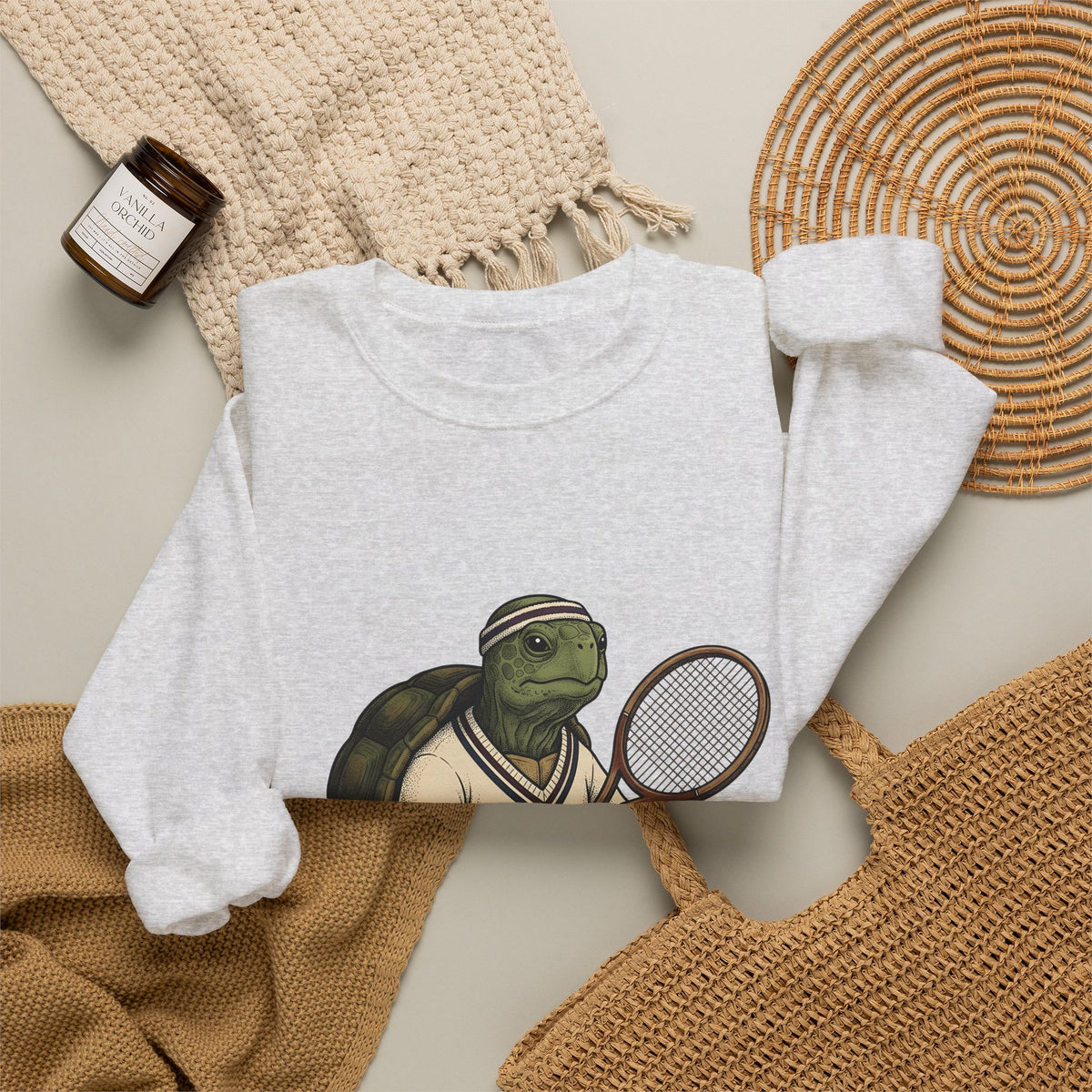 Turtle Tennis Sweatshirt Sports Animal Gift Women Vintage Sweatshirt Tennis Sweatshirt Athlete Fan Retro Sweatshirt Wildlife Graphic Hand Drawn Tennis Ball