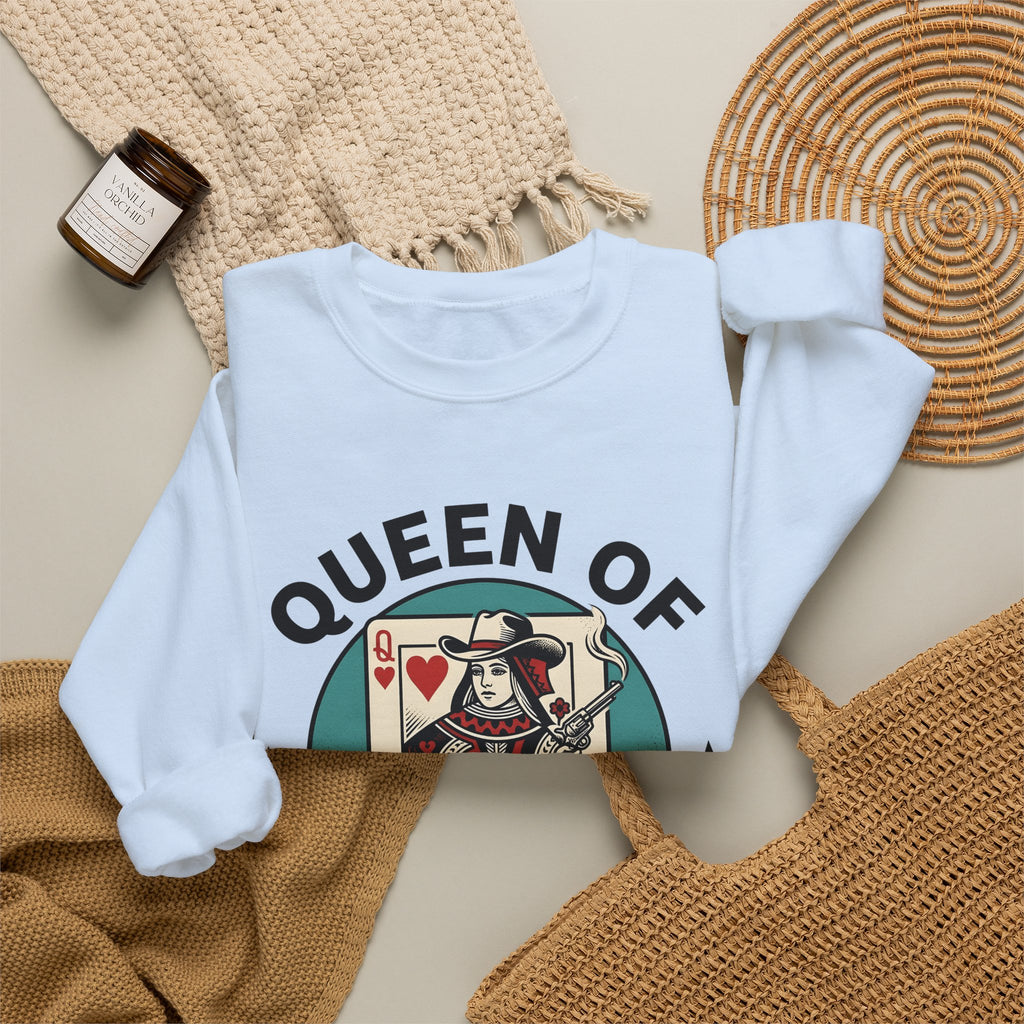 Poker Cowgirl Sweatshirt Cowgirl Rodeo Gift Women Vintage Sweatshirt Gambler Sweatshirt Cowgirl Fan Distressed Graphic Sweatshirt Retro Pistol Sweatshirt