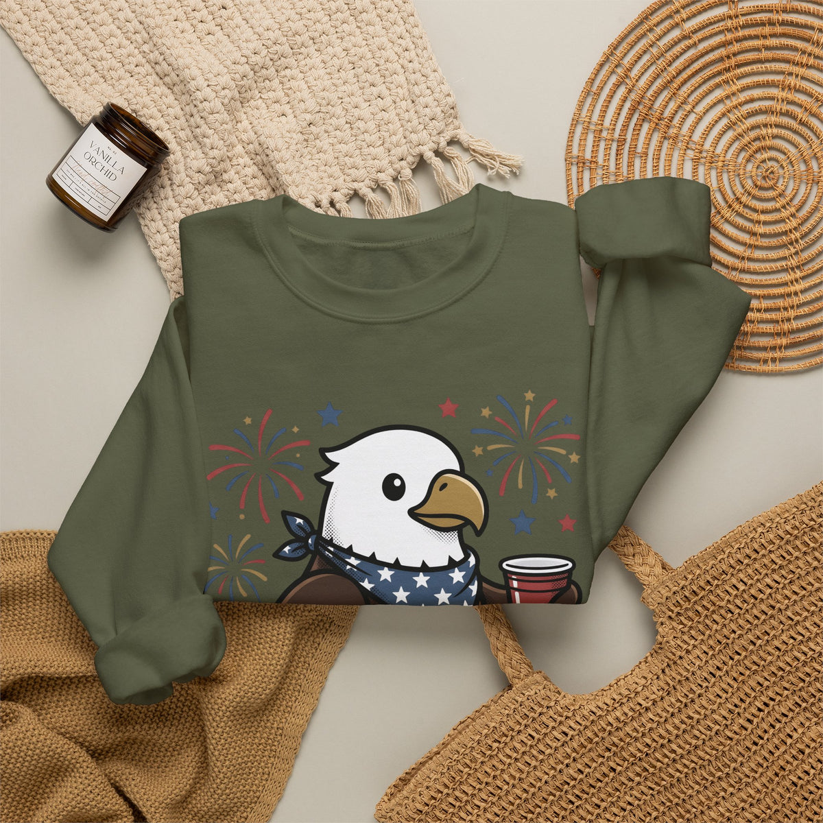 Bald Eagle Sweatshirt 4th Of July Usa Gift Women Comic Sweatshirt Eagle Sweatshirt Independence Day Fan Cartoon Sweatshirt American Graphic Vintage Fireworks