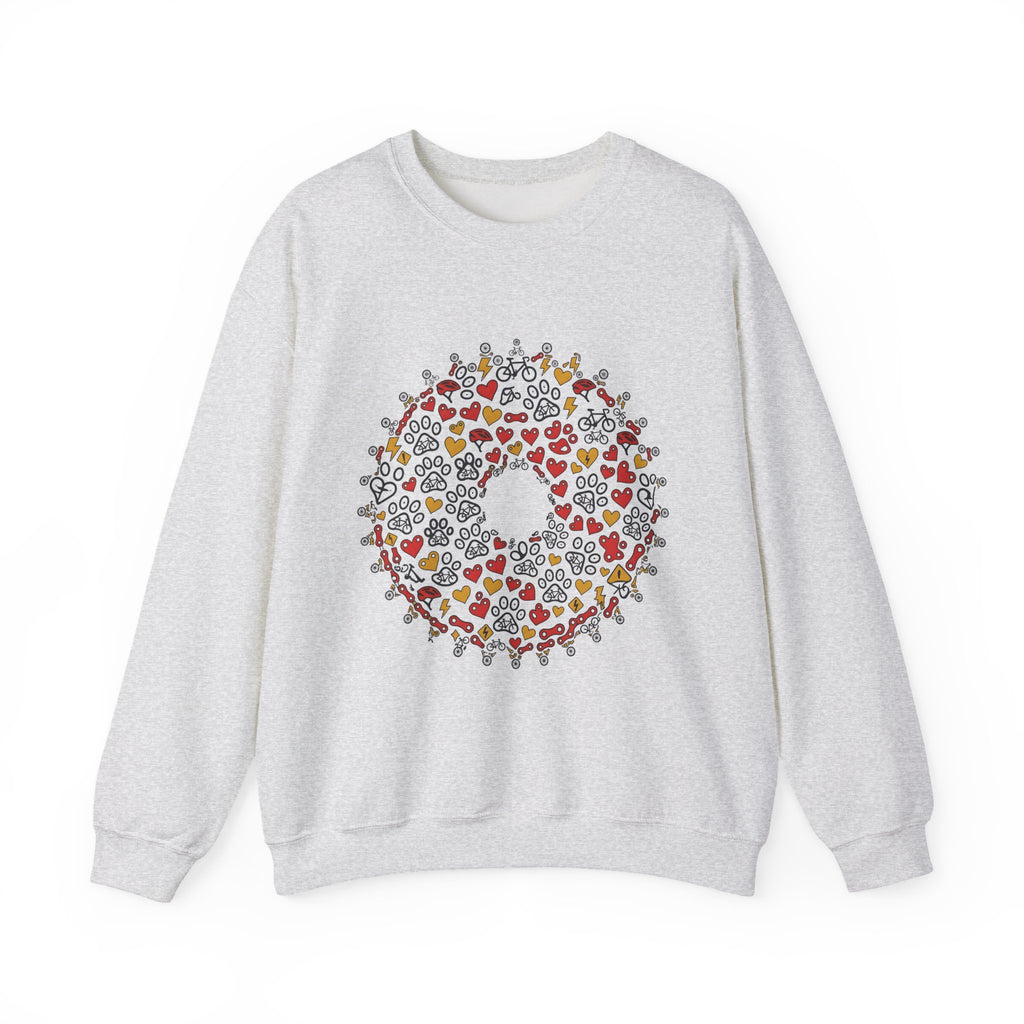 Bicycle Romance Motif Sweatshirt St Valentines Day Bike Gear Gift Women Line Art Sweatshirt Cycle Sweatshirt Valentines Day Enthusiast Illustration Sweatshirt