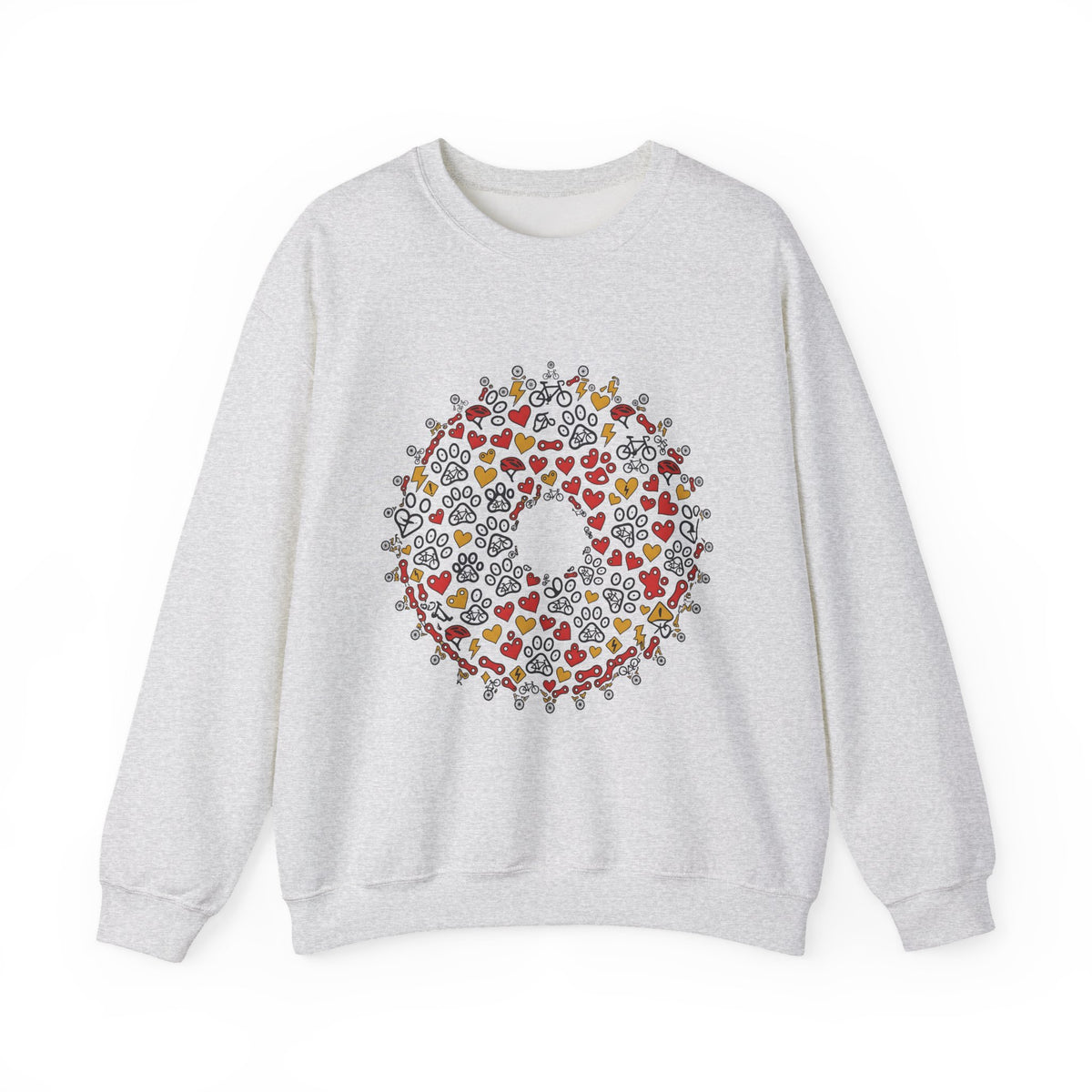 Bicycle Romance Motif Sweatshirt St Valentines Day Bike Gear Gift Women Line Art Sweatshirt Cycle Sweatshirt Valentines Day Enthusiast Illustration Sweatshirt