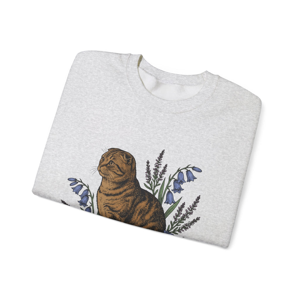 Tiger Cat Sweatshirt Cat Petals Gift Women Leaf Sweatshirt Tabby Cat Sweatshirt Cat Fan Feline Sweatshirt Floral Graphic Sketch Wild Blooms Sweatshirt
