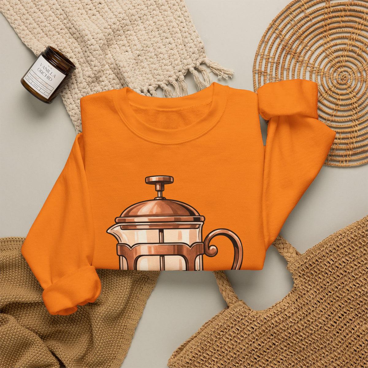 French Press Sweatshirt Coffee Bakeware Gift Women Line Art Sweatshirt Cafetiere Sweatshirt Coffee Fan Baking Graphic Sweatshirt Watercolor Coffee Sweatshirt