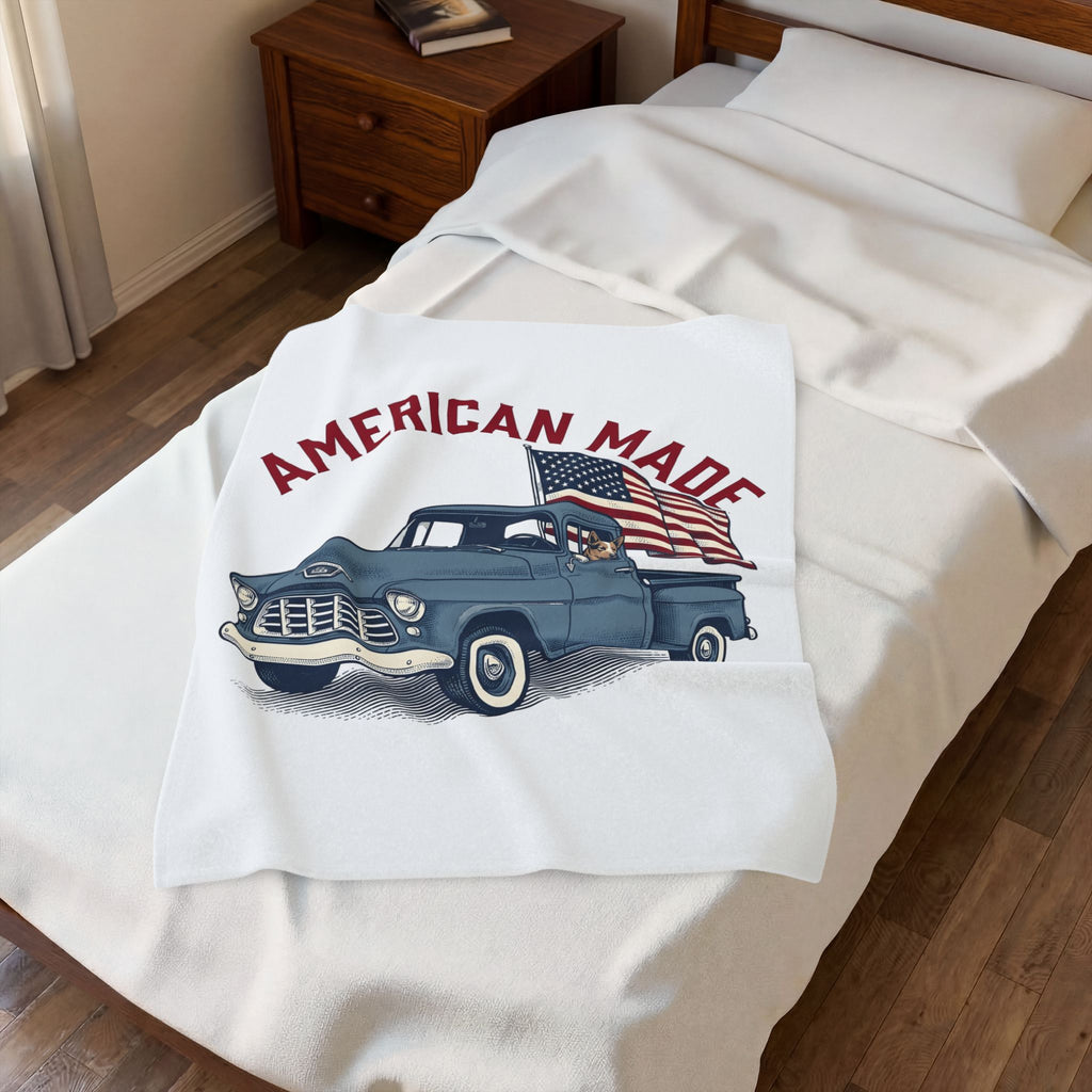 Classic Truck America 4Th Of July Independence Gift Vintage Lorry Patriot Enthusiast Retro Liberty Blanket