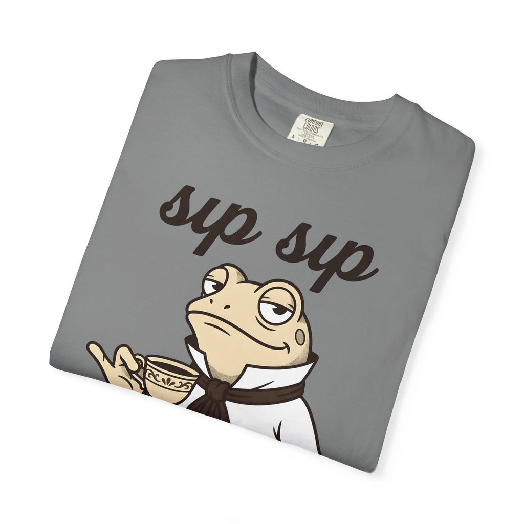 Frog Tea T-Shirt Funny Animal Gift Women Cartoon T-Shirt Tea T-Shirt Humor Fan Comic T-Shirt Creature Graphic Vintage Suit T-Shirt