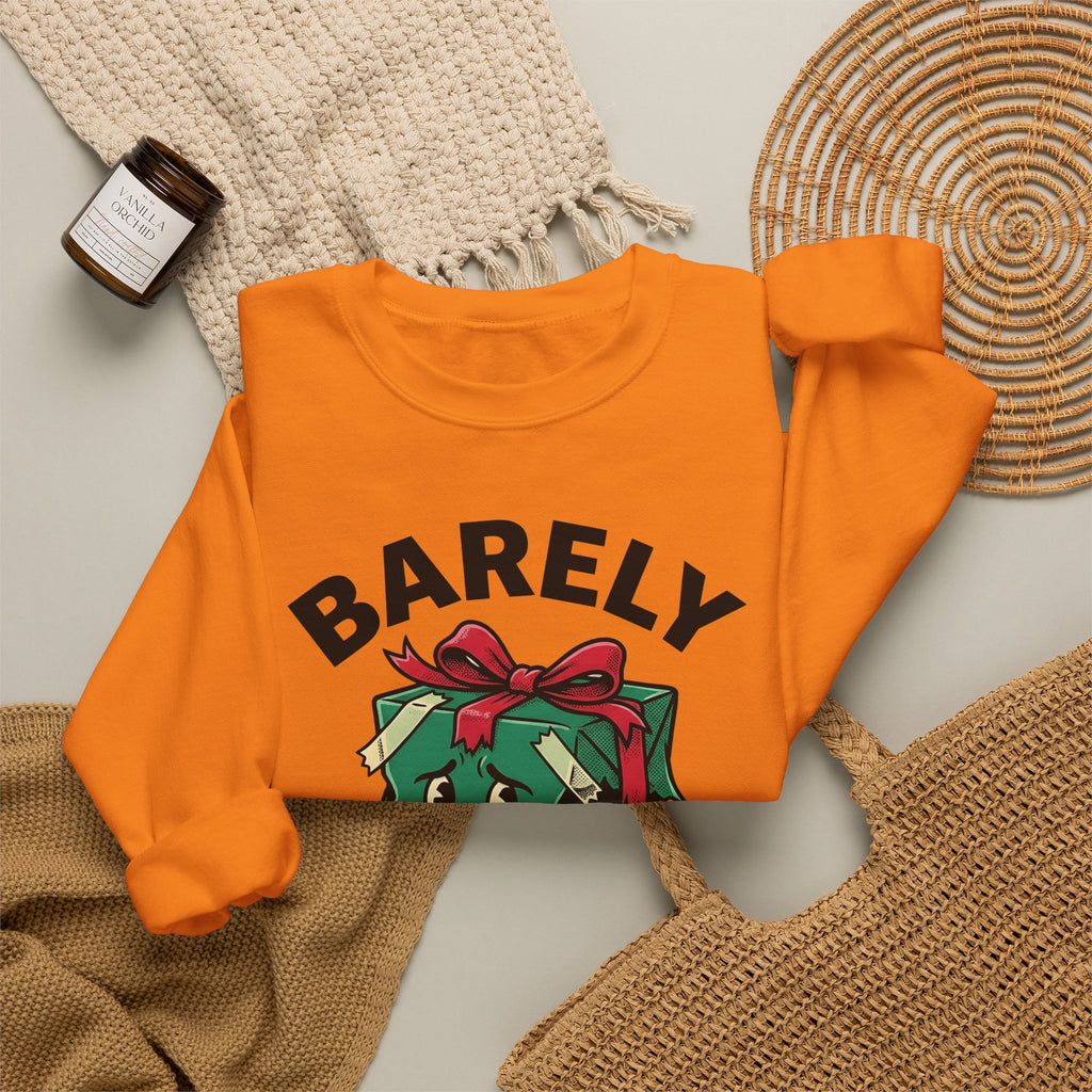 Weathered Package Sweatshirt Christmas Comedy Gift Women Animated Sweatshirt Parcel Sweatshirt Xmas Fan Cartoon Sweatshirt Humor Graphic Old School Knot Sweatshirt