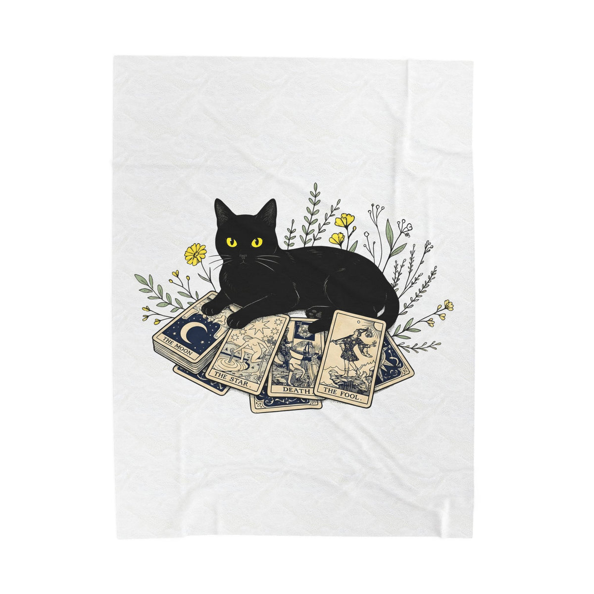 Black Cat Blanket Cat Witchcraft Gift Women Botanical Blanket Cat Blanket Feline Fan Botanical Blanket Occult Graphic Vintage Tarot Cards Blanket