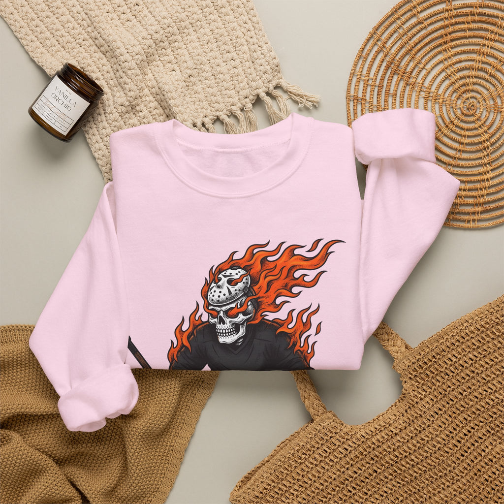 Burning Hockey Goalie Sweatshirt Hockey Skeleton Gift Women Neo Traditional Sweatshirt Goalie Sweatshirt Hockey Fan Hockey Player Sweatshirt Bone Graphic Old