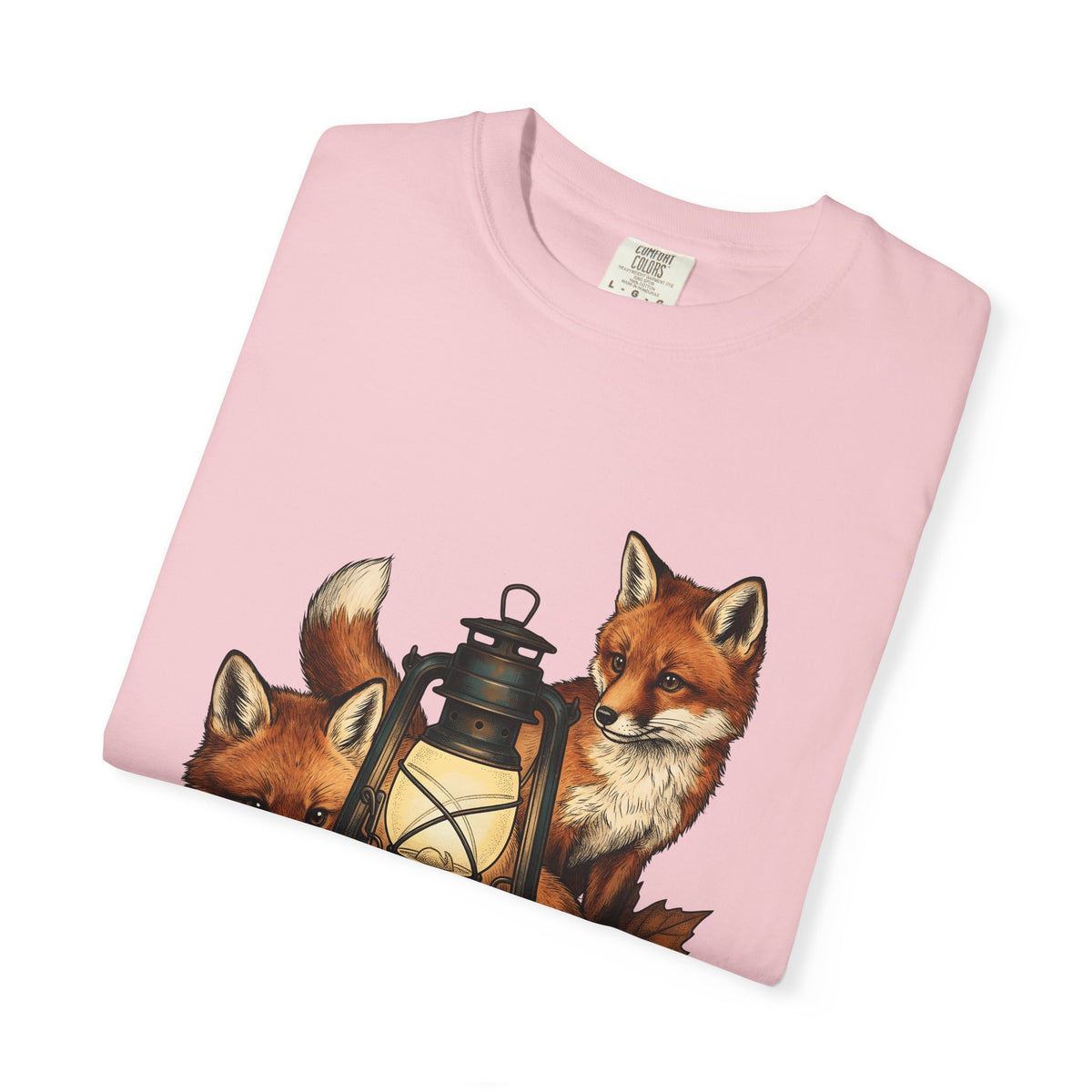 Fox Light T-Shirt Halloween Nature Gift Women Hand Drawn T-Shirt Lamp T-Shirt Spooky Fan Illustrated T-Shirt Wilderness Graphic Doodle Maple Leaves