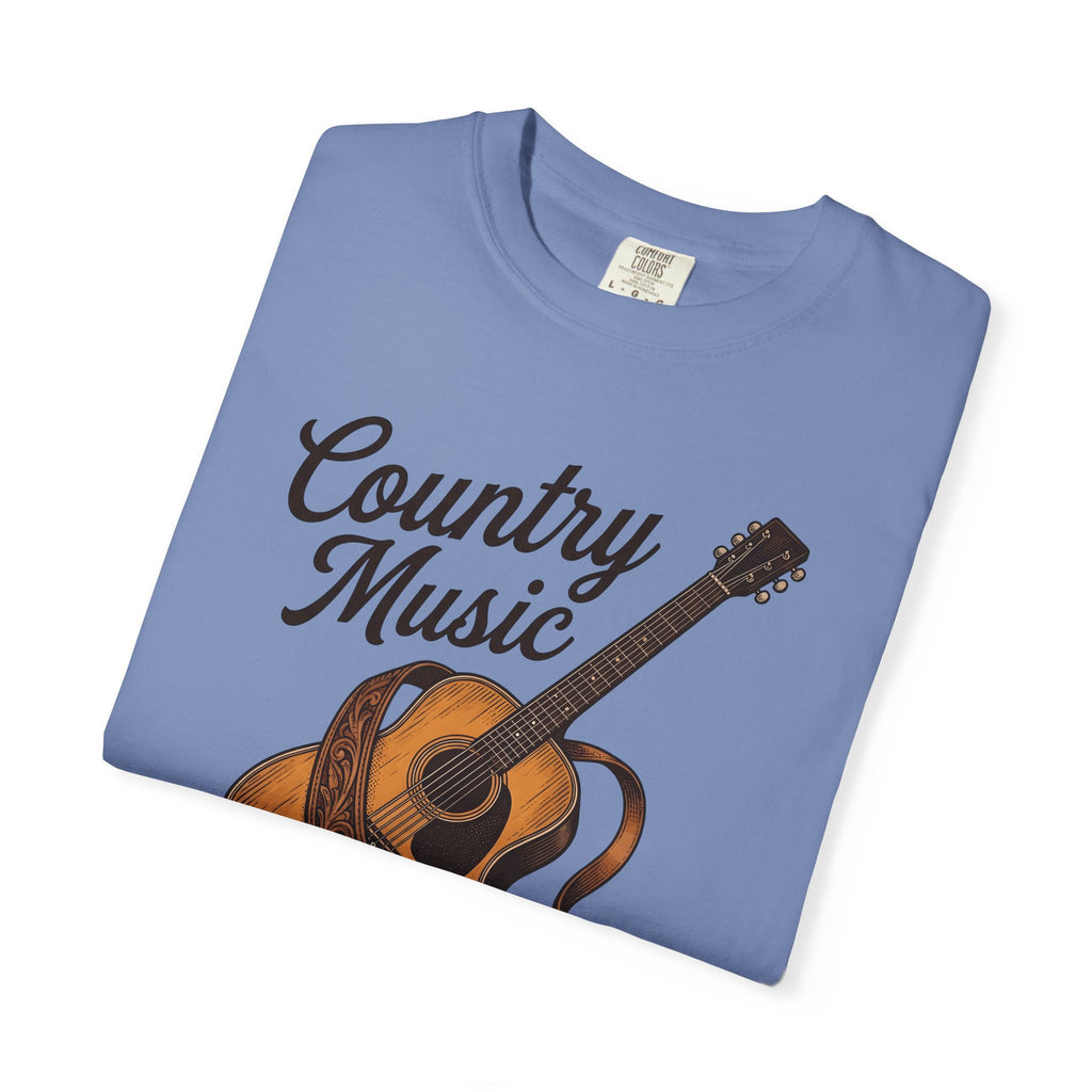 Acoustic Guitar Country Music Prairie Gift Hand Drawn Guitar Country Fan Illustrated Countrywestern T-Shirt
