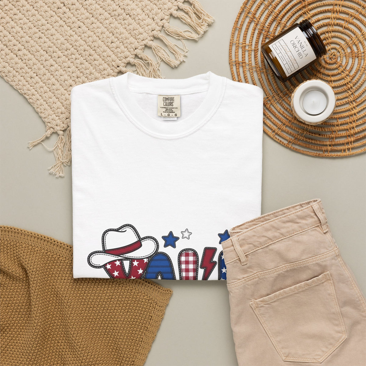 Cowboy Hat Stars T-Shirt America Patriotic Gift Women Cartoon T-Shirt Western Hat T-Shirt Usa Fan Vintage T-Shirt Star Graphic Retro Plaid T-Shirt