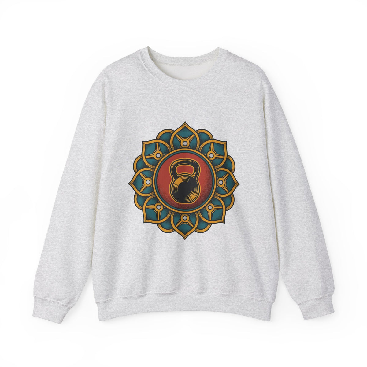 Kettlebell Mandala Sweatshirt Sports Fitness Gift Women Boho Sweatshirt Kettlebell Sweatshirt Athlete Enthusiast Hippie Sweatshirt Workout Graphic Vintage
