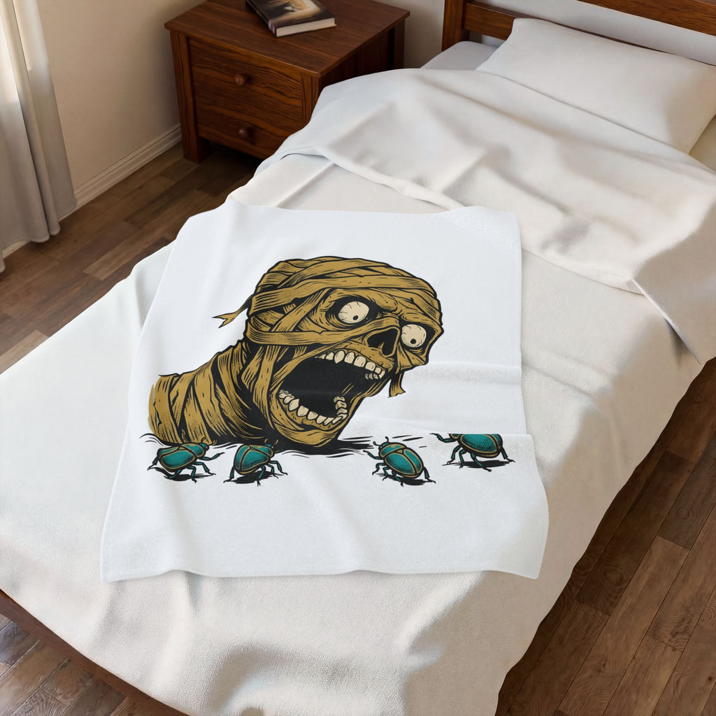 Mummy Skull Blanket Halloween Ghost Gift Women Creepy Blanket Skull Blanket Horror Fan Spooky Blanket Specter Graphic Classic Scarab Blanket