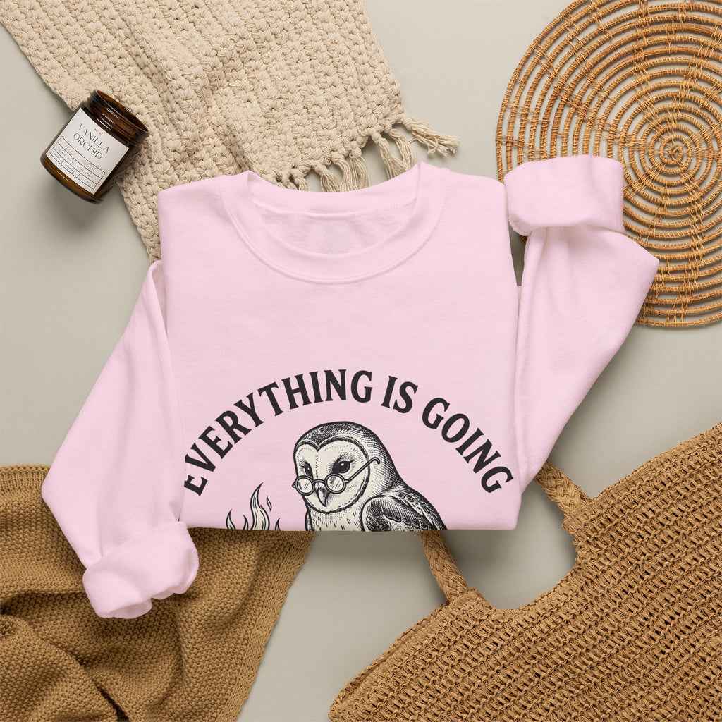 Owl Eyeglasses Sweatshirt Funny Critters Gift Women Old-Fashioned Sweatshirt Owl Sweatshirt Humor Fan Vintage Sweatshirt Creature Graphic Outline Blazing Book