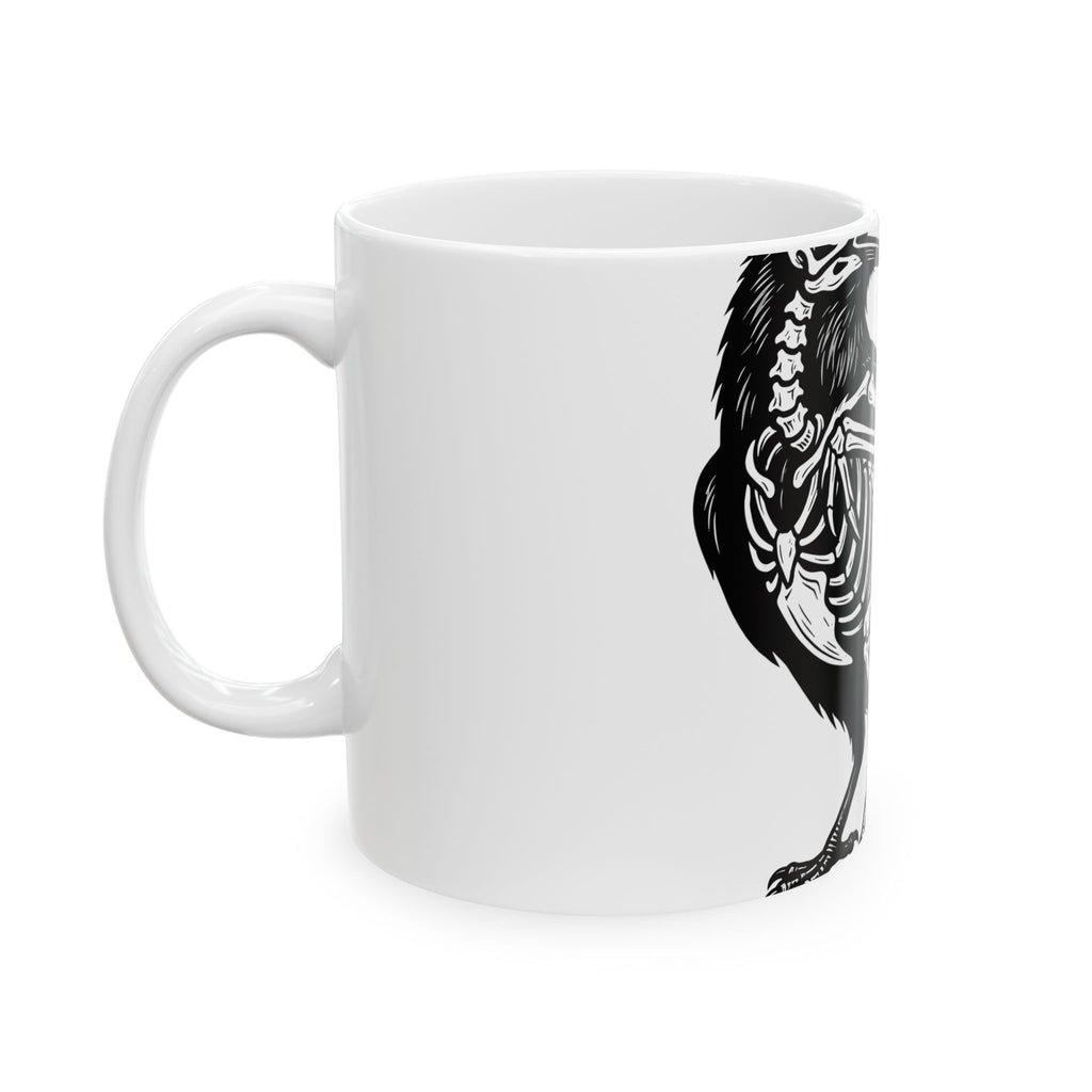 Crow Bones Mug Halloween Fright Gift Women Dark Mug Raven Mug Horror Fan Gothic Mug Scary Graphic Retro Head