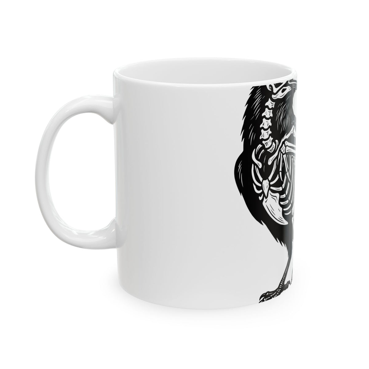 Crow Bones Mug Halloween Fright Gift Women Dark Mug Raven Mug Horror Fan Gothic Mug Scary Graphic Retro Head