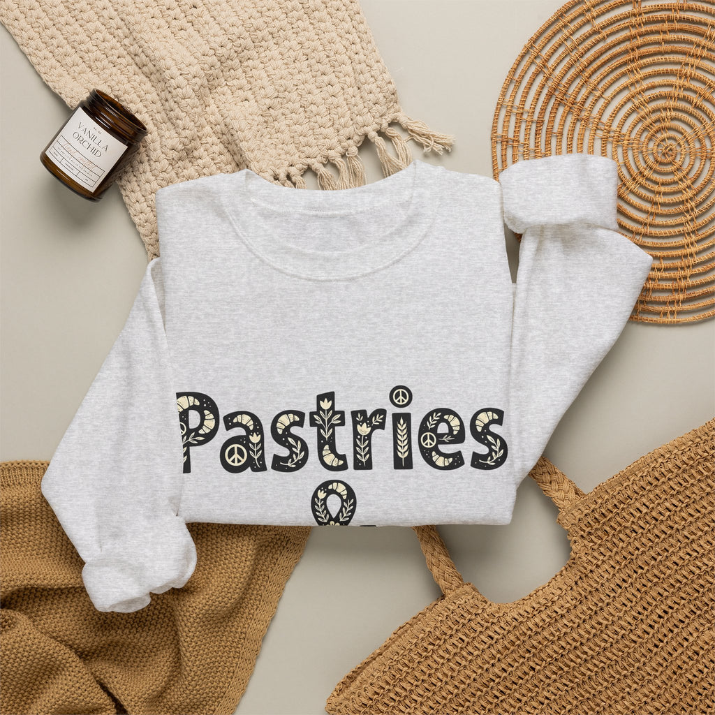 Pastry Peace Logo Sweatshirt Desserts Bakery Gift Women Fun Sweatshirt Pastry Logo Sweatshirt Sweets Fan Retro Sweatshirt Bakery Design Vintage Flower Sweatshirt