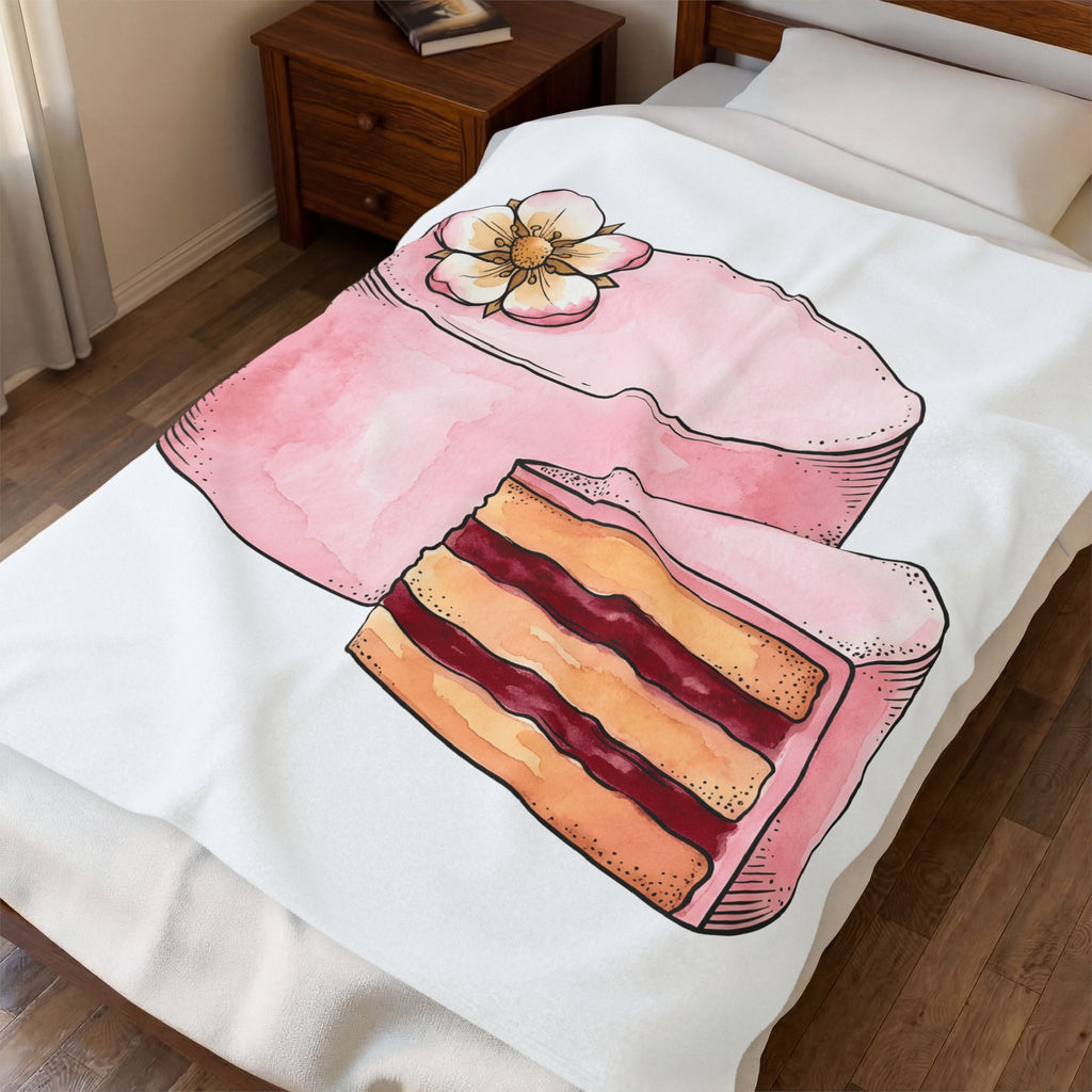Layered Cake Blanket Desserts Pastries Gift Women Illustration Blanket Cake Blanket Sweets Fan Drawing Design Line Art Floral Blanket