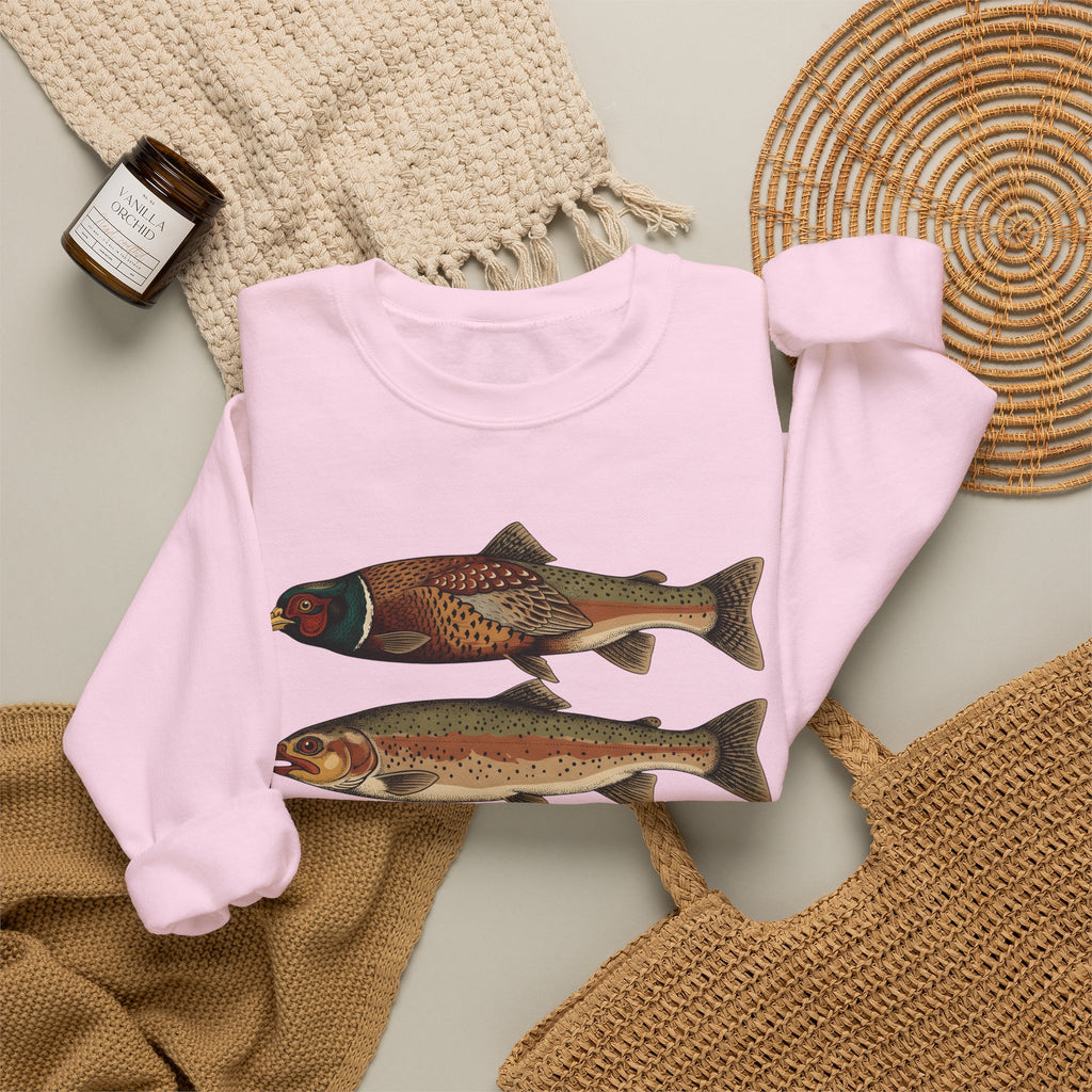 Rainbow Trout Fishing Animals Gift Retro Trout Angler Fan Vintage Wildlife Sketch Game Sweatshirt