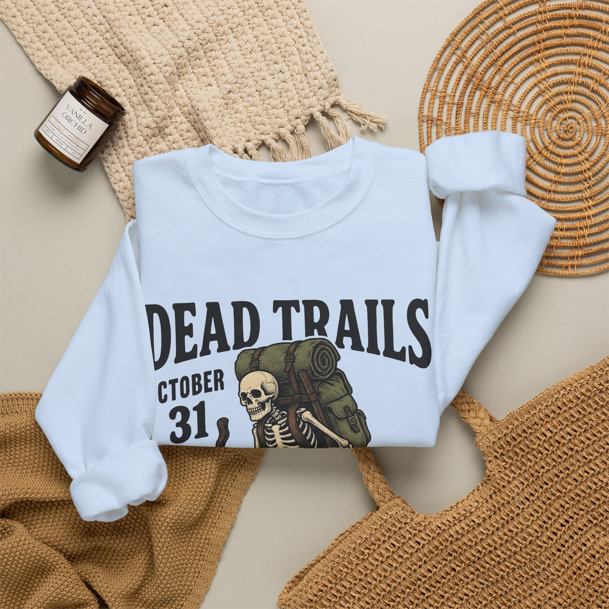 Skull Backpacker Sweatshirt Halloween Outdoors Gift Women Rustic Sweatshirt Backpacker Sweatshirt Horror Fan Spooky Sweatshirt Adventure Graphic Classic