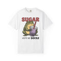 Frog Tea Drink T-Shirt Funny Critter Gift Women Line Art T-Shirt Toad Drink T-Shirt Humor Fan Cartoon Graphic T-Shirt Illustration Tea Cup T-Shirt