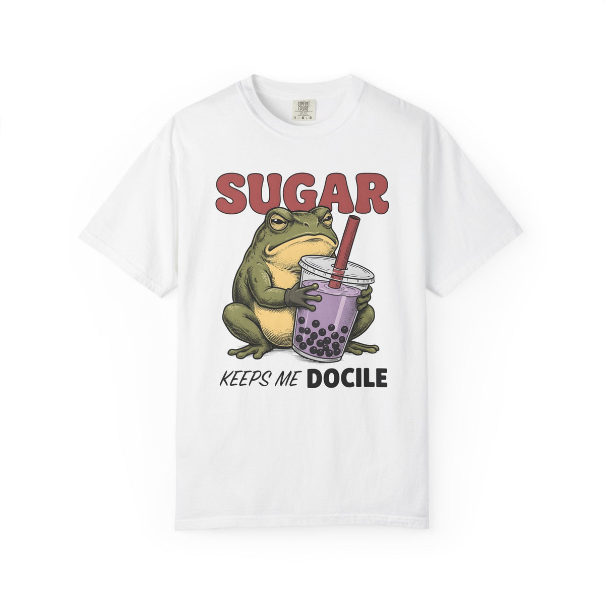 Frog Tea Drink T-Shirt Funny Critter Gift Women Line Art T-Shirt Toad Drink T-Shirt Humor Fan Cartoon Graphic T-Shirt Illustration Tea Cup T-Shirt