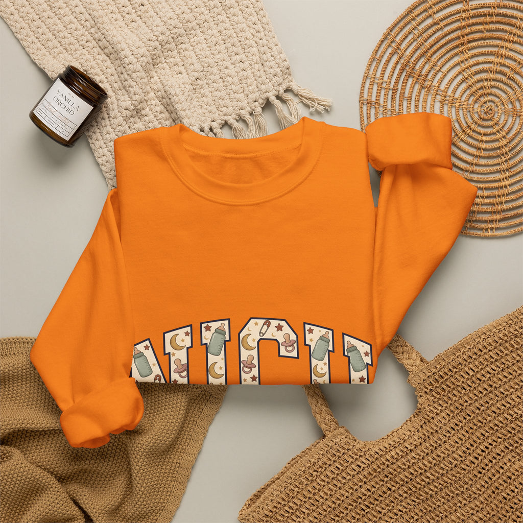 Baby Bottle Pattern Sweatshirt NICU Nurse Medical Gift Women Playful Sweatshirt Feeding Bottle Sweatshirt Nurse Enthusiast Fun Sweatshirt Healthcare Graphic