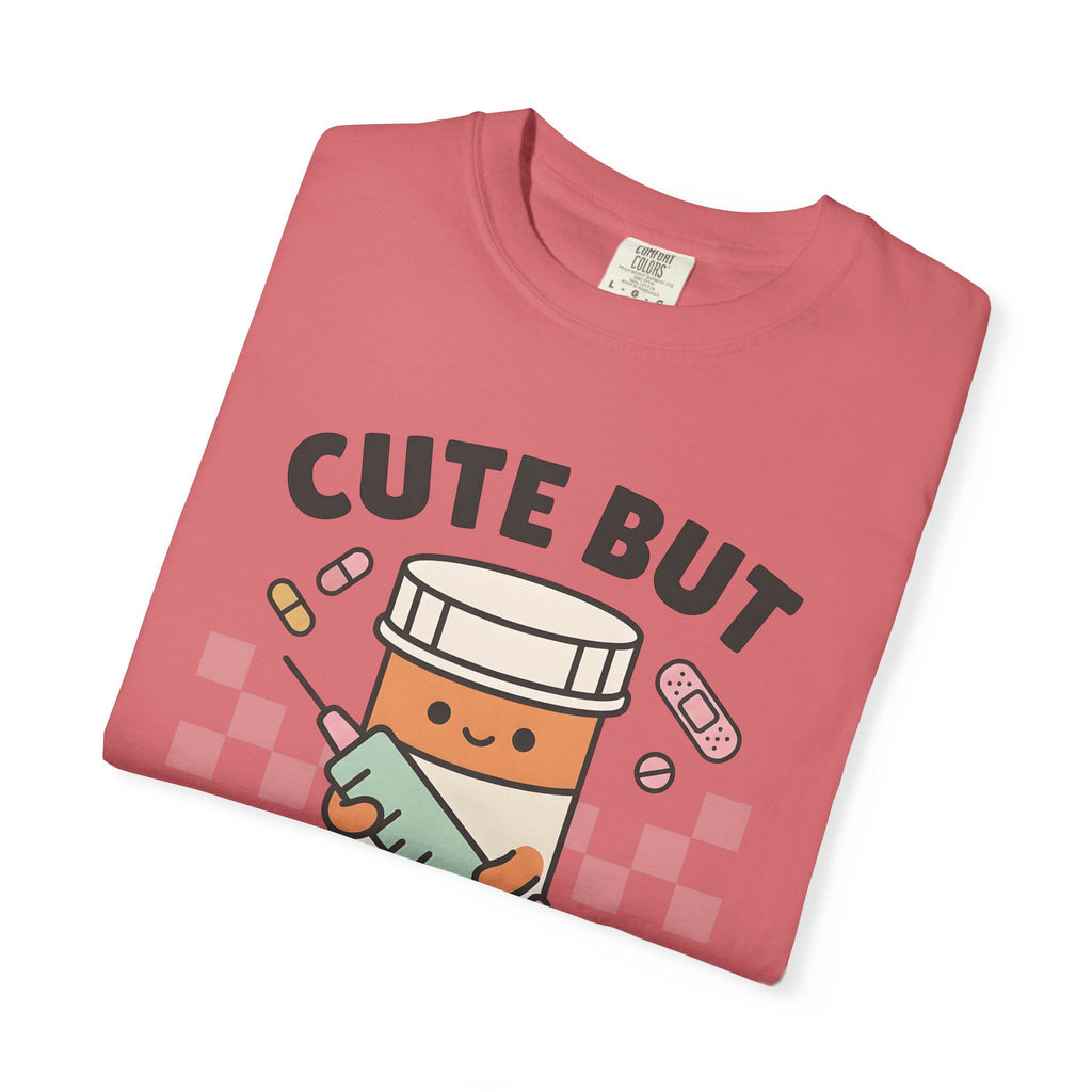 Pill Bottle Syringe T-Shirt Nurses Medical Gift Women Kawaii T-Shirt Medication T-Shirt Nurse Enthusiast Cute T-Shirt Healthcare Graphic Cartoon