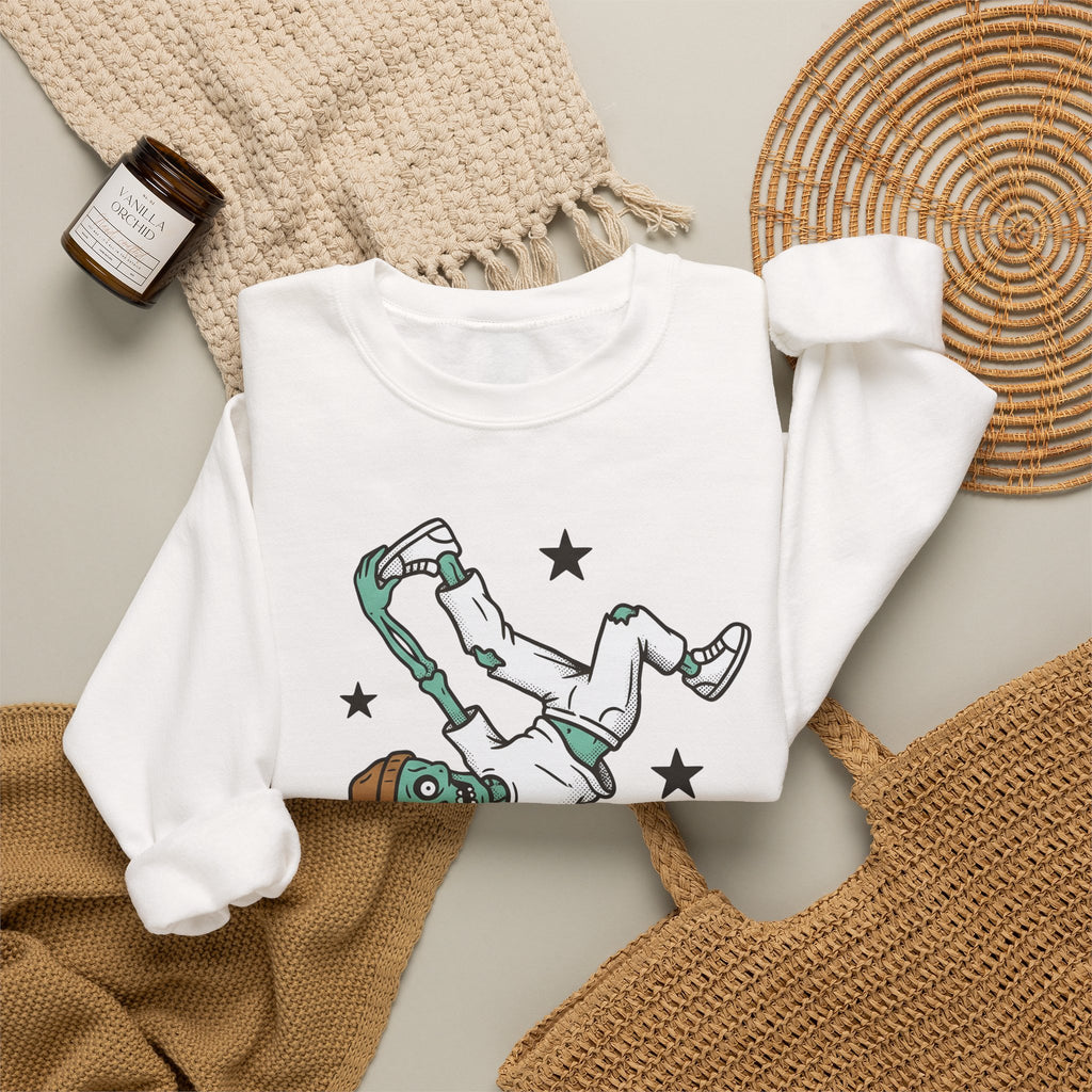 Dancing Skeleton Sweatshirt Halloween Ballet Gift Women Comic Sweatshirt Skeleton Sweatshirt Horror Fan Spooky Sweatshirt Dance Graphic Vintage Sparkles Sweatshirt