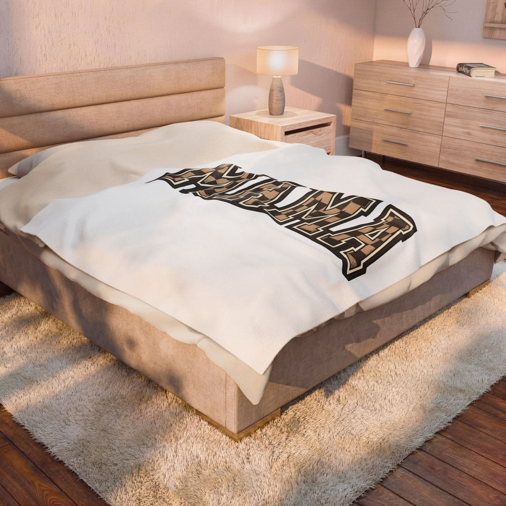 Checkered Varsity Letters Blanket Mama Baby Gift Women Powerful Blanket Varsity Jacket Blanket Mom Fan Bold Blanket Infant Graphic Old School Grid