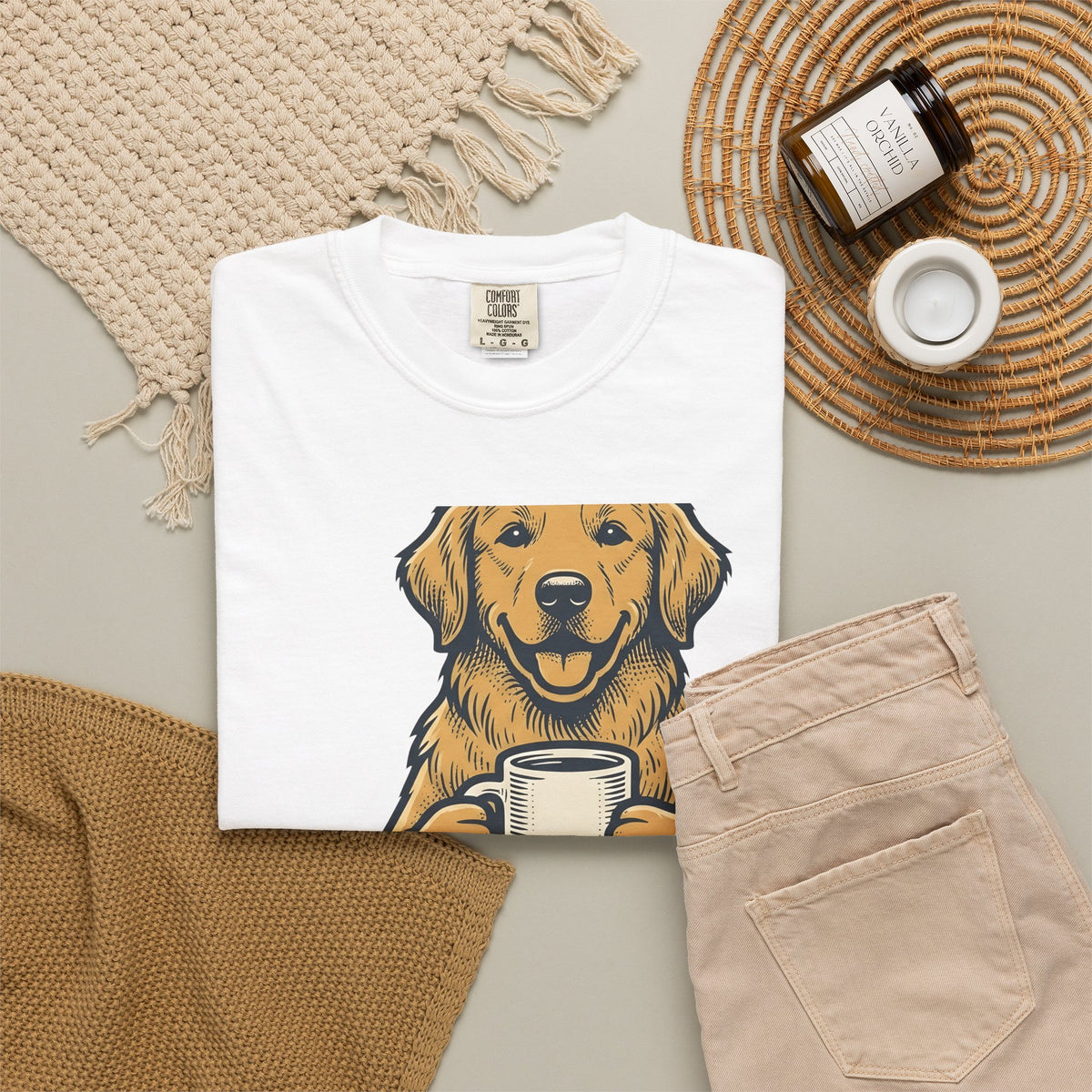 Golden Retriever Dog Coffee Gift Vintage Retriever Dog Fan Puppy Coffee Hand Drawn Coffee T-Shirt
