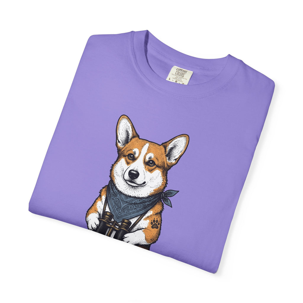 Corgi Puppy T-Shirt Dog Pets Gift Women Sketch T-Shirt Puppy T-Shirt Dog Fan Pup Drawing Pet Graphic Retro Spyglass T-Shirt