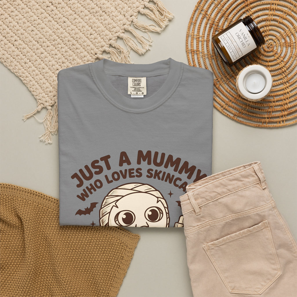 Mummy Costume T-Shirt Halloween Makeup Gift Women Animated T-Shirt Wrap T-Shirt Horror Fan Cartoon T-Shirt Cosmetics Graphic