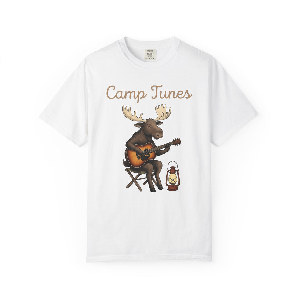 Moose Guitar T-Shirt Camping Music Gift Women Cute T-Shirt Guitar T-Shirt Camper Fan Adorable T-Shirt Music Graphic Hand Drawn Lantern T-Shirt