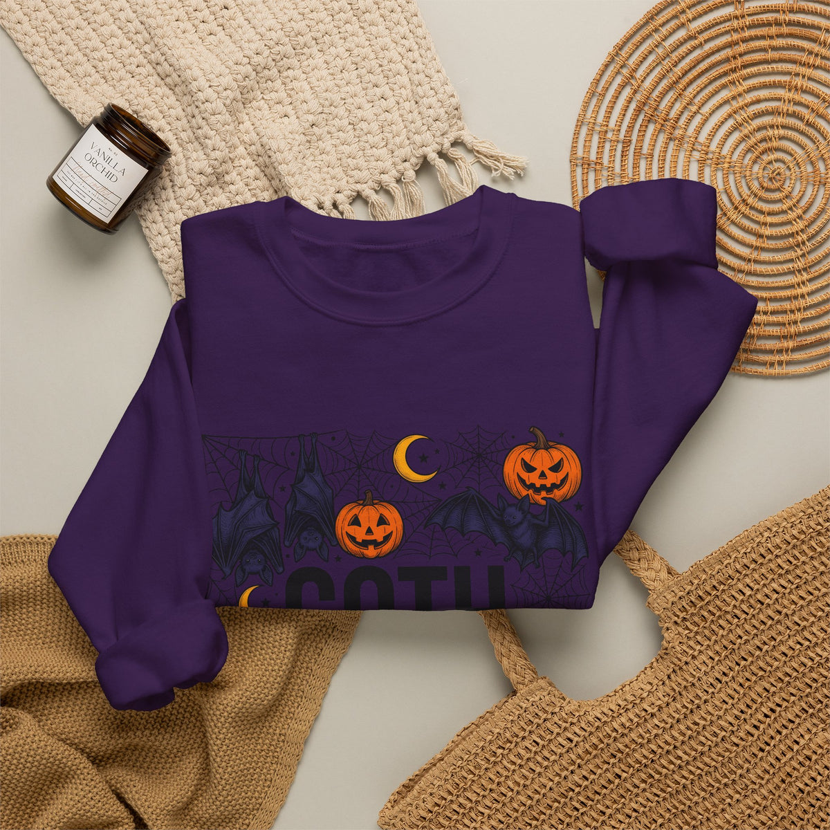 Vampire Pumpkin Goth Autumn Gift Horror Bloodsucking Dark Fan Macabre Fall Hand Drawn Webbing Sweatshirt